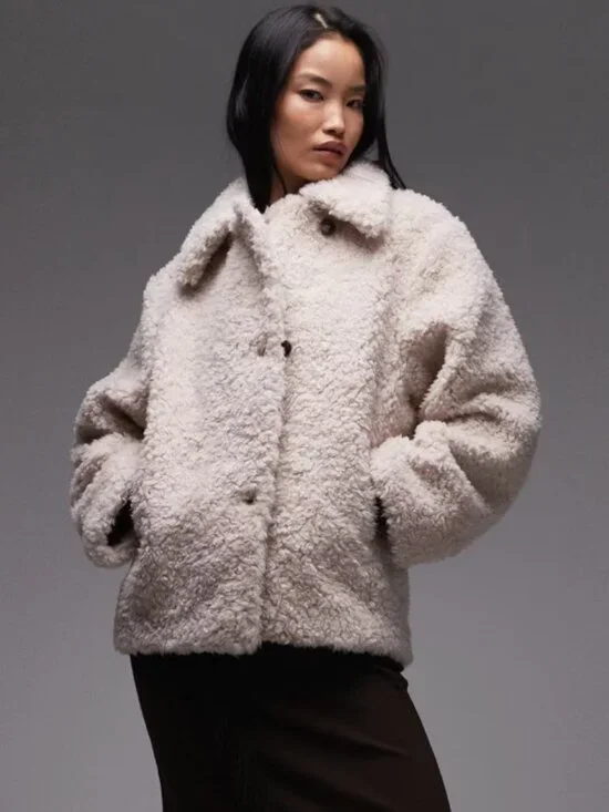 &Other Stories Wool-Blend Shearling-Fur Teddy Jacket Size Small - Picture 7 of 16